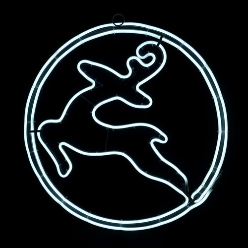 Neon white led reindeer - neon, circle