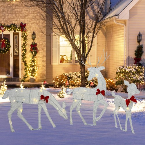 Reindeer family yard ornament - reindeer,